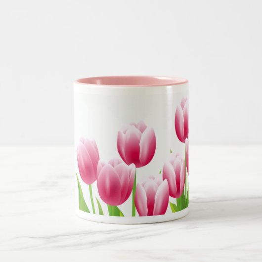 Spring Tulips Ostergeschenk Zweifarbige Tasse (Mittel)
