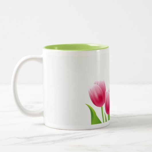 Spring Tulips Ostergeschenk Zweifarbige Tasse (Links)