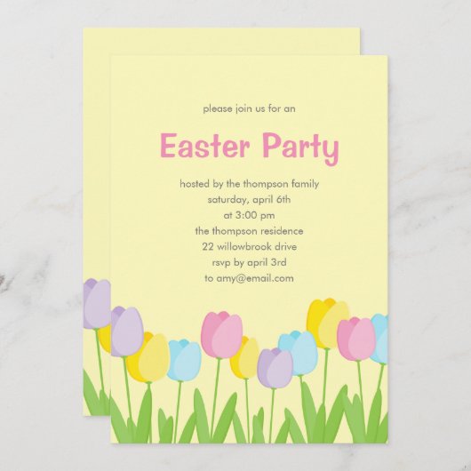 Spring Tulips OsterParty Einladung (Vorne/Hinten)