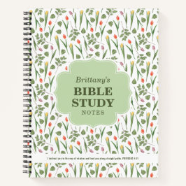 Spring Tulips Pattern Personalized Bible Study Notizblock
