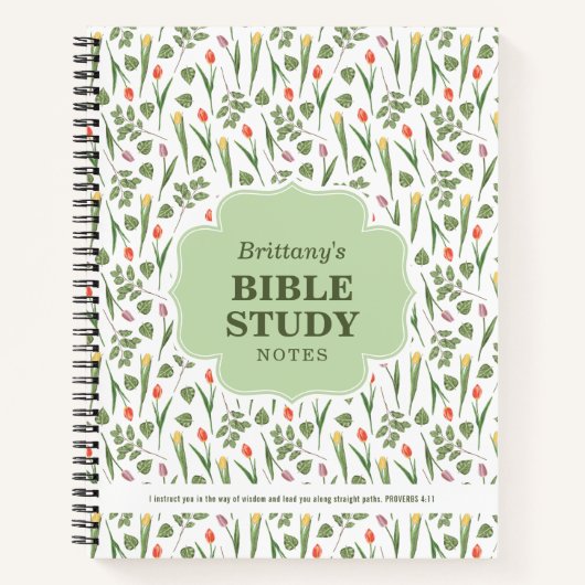 Spring Tulips Pattern Personalized Bible Study Notizblock (Vorderseite)