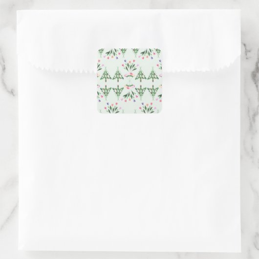 Spring Tulips Rose Blumengarten Quadratischer Aufkleber (Tasche)