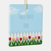Spring Tulips White Picket Zaun Custom Foto Keramikornament (Rechts)
