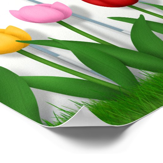 Spring Tulips White Picket Zaun Custom Foto Poster (Ecke)