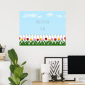 Spring Tulips White Picket Zaun Custom Foto Poster (Heimbüro)