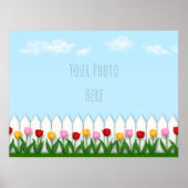 Spring Tulips White Picket Zaun Custom Foto Poster (Vorne)