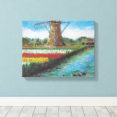 Spring Tulips Windmill Landschaft Holland Malerei Leinwanddruck (Insitu (Holzboden))