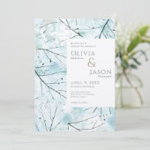 Spring Türkise Aqua Abstrakte Blume Einladung (Stehend Vorderseite)