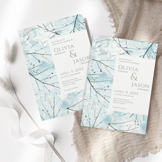 Spring Türkise Aqua Abstrakte Blume Einladung