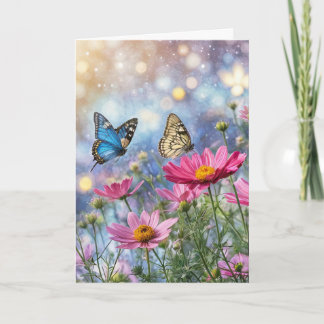 Spring Vernal Equinox Fantasy Butterflies Flowers Karte