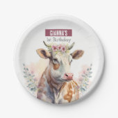 Spring vibes Cow - Birthday Party - Pappteller (Vorderseite)
