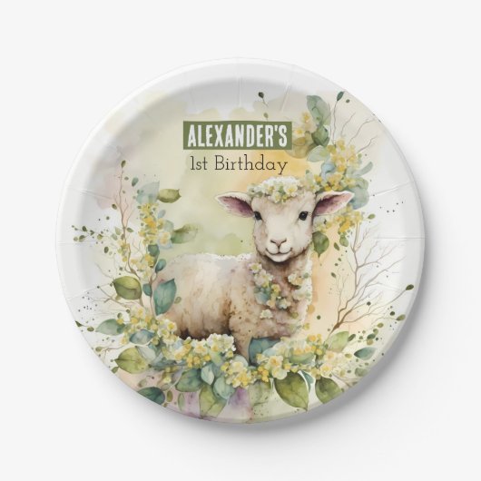 Spring vibes Lamb - Birthday Party - Pappteller (Vorderseite)