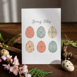 Spring Vibes - Osterkarte mit floral Gemustert E Feiertagspostkarte