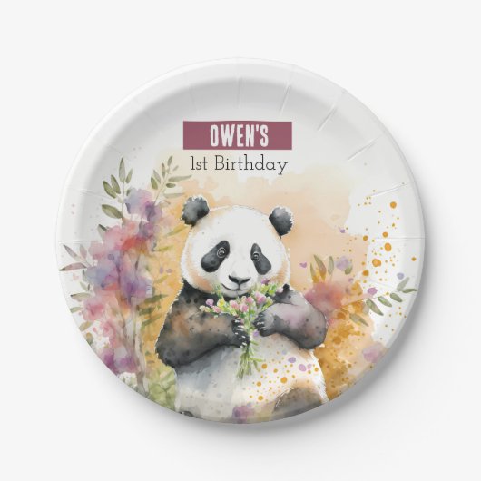 Spring vibes Panda - Birthday Party - Pappteller (Vorderseite)