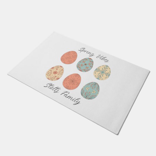 Spring Vibes - Personalisiert Osterheimatt mit Fl Fußmatte (Schrägansicht)