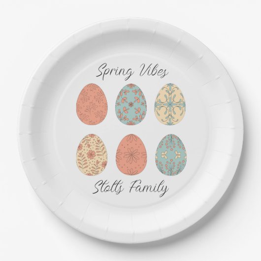 Spring Vibes - Personalisierte Osterpapierplatte m Pappteller (Vorderseite)
