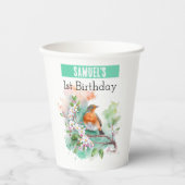 Spring vibes Robin - Geburtstagsparty Pappbecher (Vorderseite)