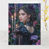 Spring Viktorianisch Goth 2025 Design 12 Card Karte (Gelbe Blume)