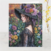 Spring Viktorianisch Goth 2025 Design 3 Card Karte (Gelbe Blume)