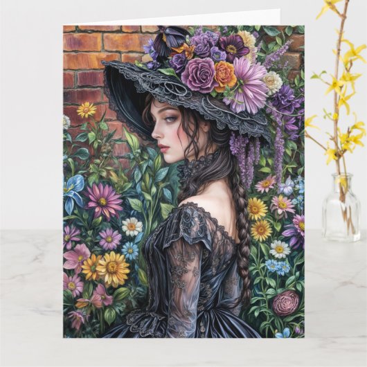 Spring Viktorianisch Goth 2025 Design 3 Card Karte (Gelbe Blume)