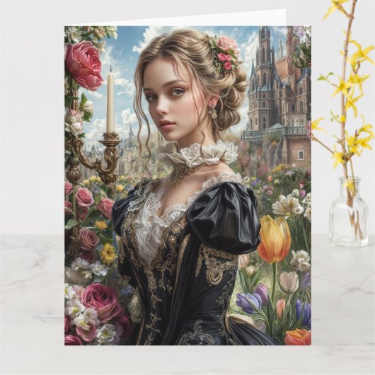 Spring Viktorianisch Goth 2025 Design 8 Card Karte (Gelbe Blume)