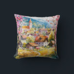 Spring Village Kissen<br><div class="desc">A Watercolour Village in Springtime</div>