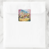 Spring Village Quadratischer Aufkleber (Tasche)