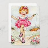 Spring Vintag Girl Jump Roping Feiertagskarte (Vorne/Hinten)