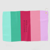 Spring Viva Magenta Farbblock Horizontaler Streife Golfhandtuch (Horizontal)