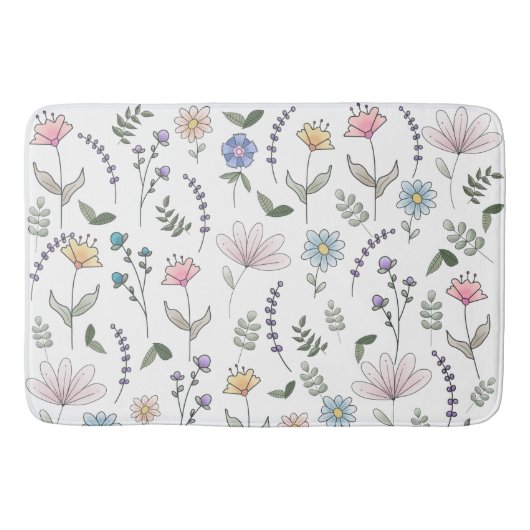 Spring Wassercolor Doodle-Blume Badematte (Vorderseite)