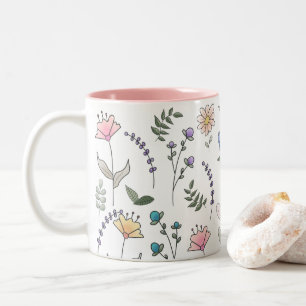 Spring Wassercolor Doodle-Blume Zweifarbige Tasse
