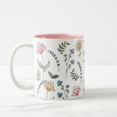 Spring Wassercolor Doodle-Blume Zweifarbige Tasse (Links)