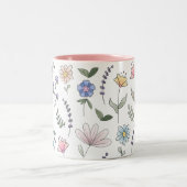 Spring Wassercolor Doodle-Blume Zweifarbige Tasse (Mittel)