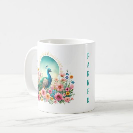 Spring Wassercolor Peacock - Kid-Tasse Kaffeetasse (Vorderseite Links)