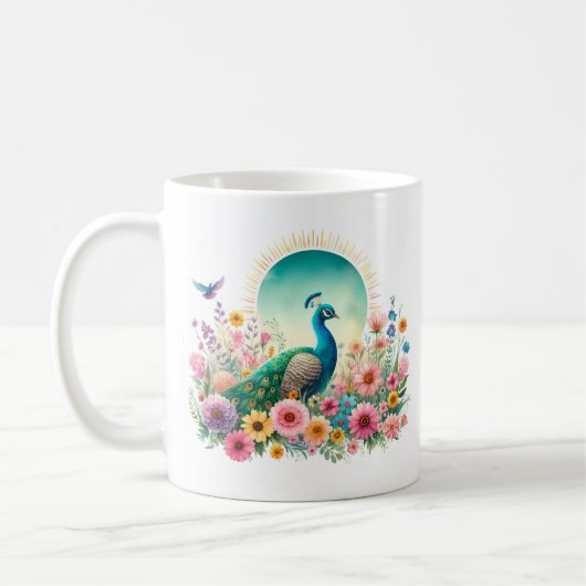Spring Wassercolor Peacock - Kid-Tasse Kaffeetasse (Links)