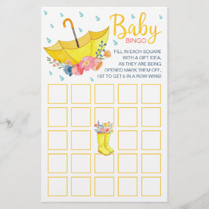 Spring Watercolor Babydusche Bingo Game Card - AP