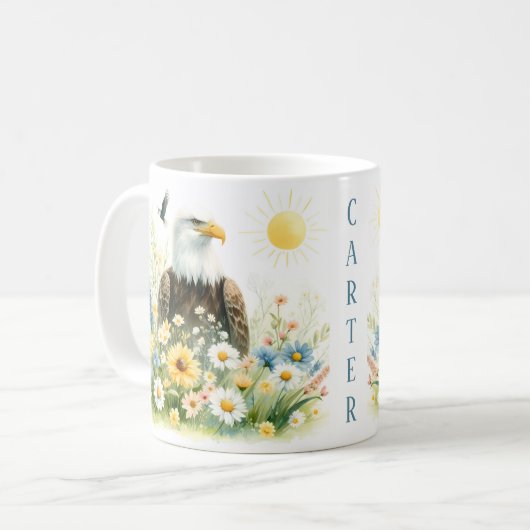Spring Watercolor Bald Eagle - Kid Tasse (Vorderseite Links)