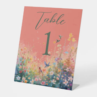 Spring Watercolor Birds Floral Monogram Wildflower Sockelschild