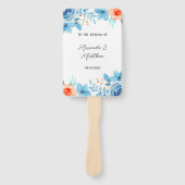 Spring Watercolor Blue Orange Florals Wedding Fächer (Vorderseite)