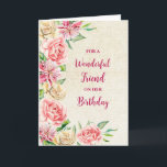 Spring Watercolor Blume Friend Geburtstag Karte<br><div class="desc">Geburtstagskarte für Freunde mit Vintagen farbenfrohen Aquarellfarben-Blume und nachdenklichem Vers.</div>