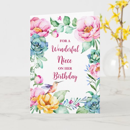 Spring Watercolor Blume Niece Birthday Karte (Gelbe Blume)