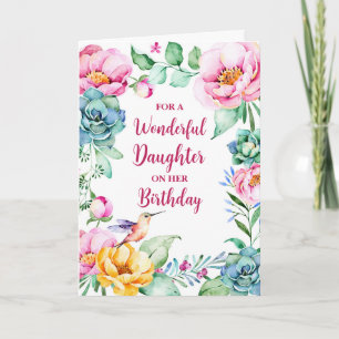 Spring Watercolor Blume Tochter Geburtstag Karte