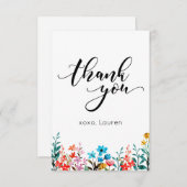 Spring Watercolor Blumen Flat Vielen Dank Dankeskarte (Vorne/Hinten)