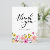 Spring Watercolor Blumen Flat Vielen Dank Dankeskarte (Stehend Vorderseite)