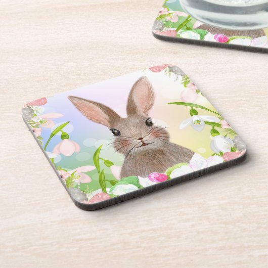 Spring Watercolor Bunny Rabbit Plastic Untersetzer (Linke Seite)