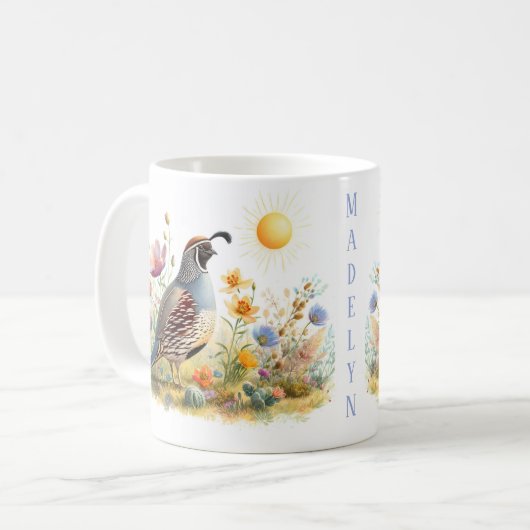 Spring Watercolor California Quail - Kid Tasse (Vorderseite Links)