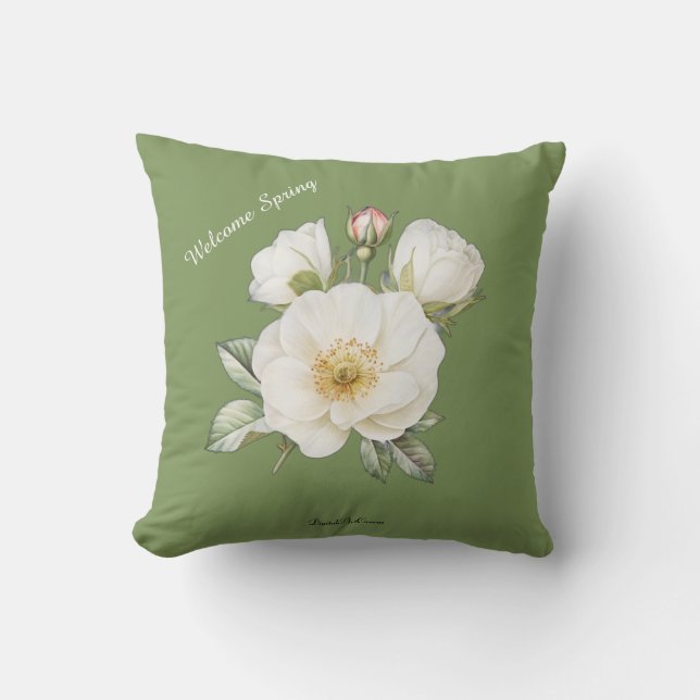 Spring Watercolor Floral Pillow Cover, Custom Kissen (Vorderseite)
