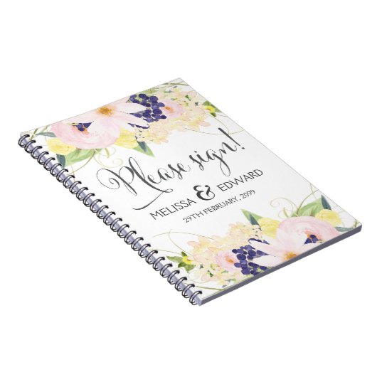 Spring Watercolor Floral Wedbook Notizblock (Rechte Seite)