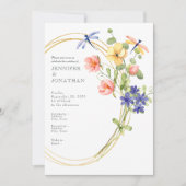 Spring Watercolor Floral Wedding Invitation Einladung (Vorderseite)