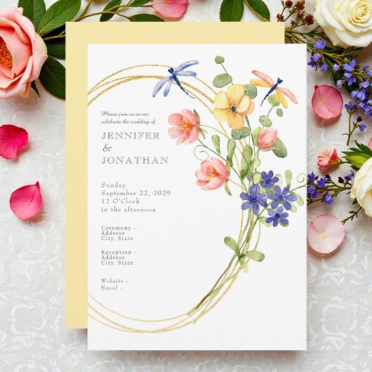 Spring Watercolor Floral Wedding Invitation Einladung
